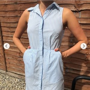H&M White & Blue Striped Mini Dress Size 6